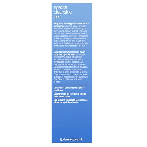 Dermalogica Special Cleansing Gel - Soap-Free, Foaming Gel for All Skin Types, Removes Impurities and Maintains Skin's Natural Moisture, with Calming Balm Mint and Lavender Extracts