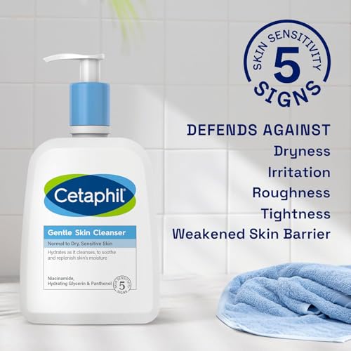 Cetaphil Gentle Skin Cleanser, 1L, Face & Body Wash, For Normal To Dry Sensitive Skin, With Niacinamide & Glycerin, Soap Free, 1 unit