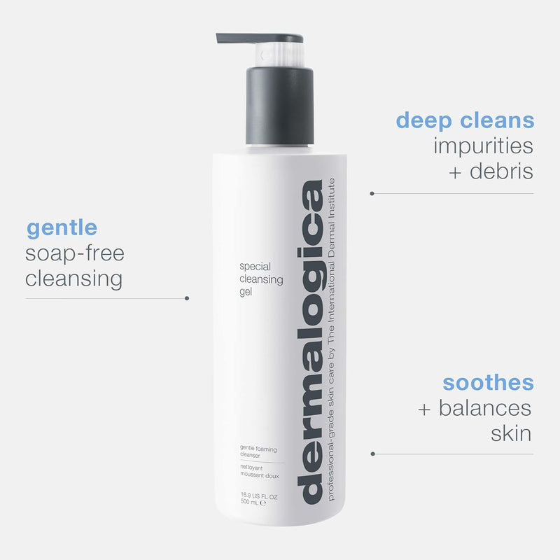 Dermalogica Special Cleansing Gel - Soap-Free, Foaming Gel for All Skin Types, Removes Impurities and Maintains Skin's Natural Moisture, with Calming Balm Mint and Lavender Extracts