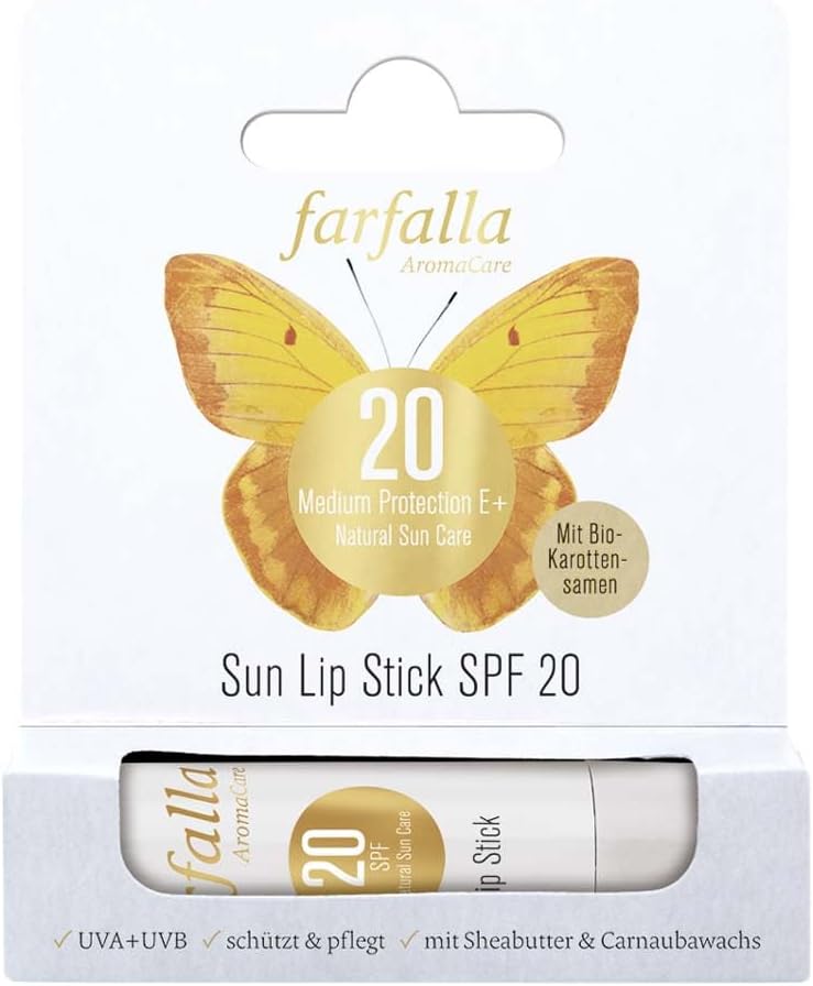Farfalla Natural Sun Care, Medium Protection E+ Sun Lip Stick, SPF20, 4.6 g