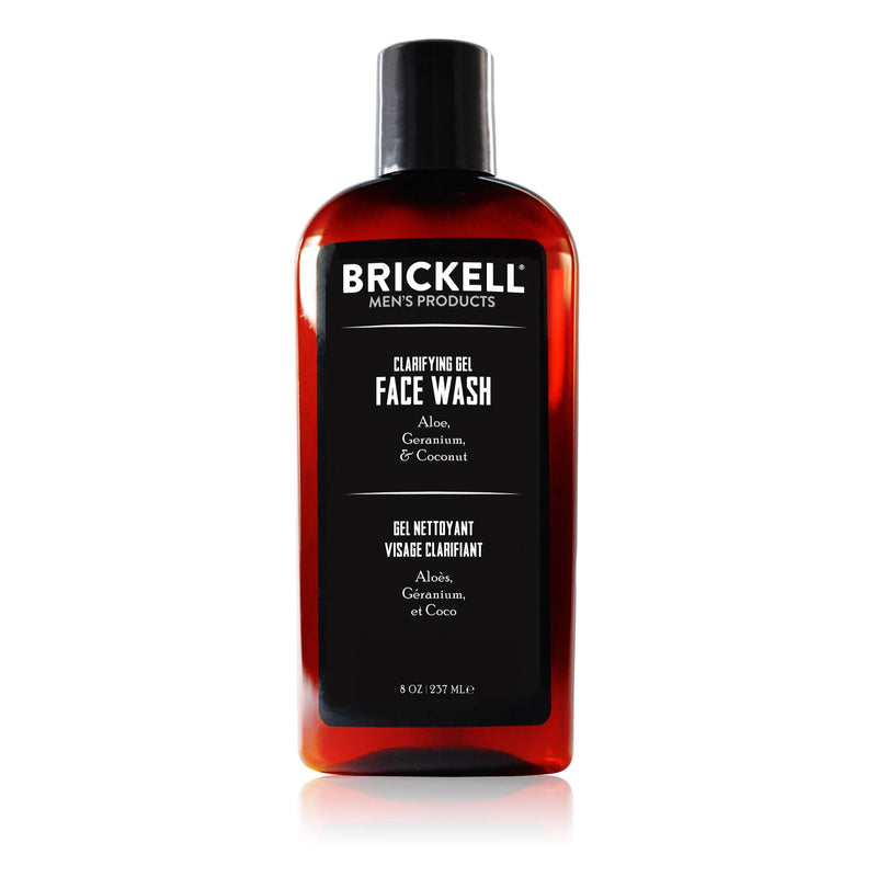 Brickell Men's Clarifying Gel Face Wash for Men, Natural and Organic Rich Foaming Daily Facial Cleanser Formulated With Geranium, Coconut and Aloe, 237 mL, Scented