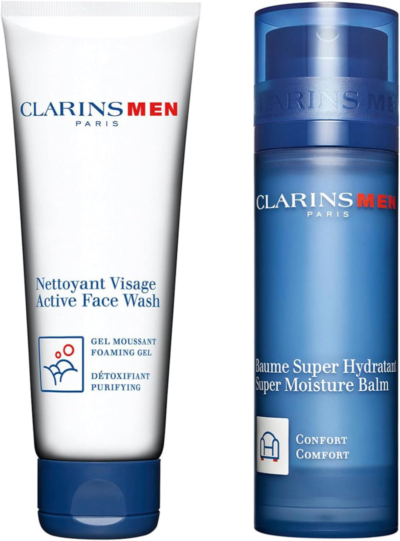 Bundle of Clarins ClarinsMen Active Face Wash Foaming Gel 125ml + Clarins ClarinsMen Super Moisture Balm 50ml