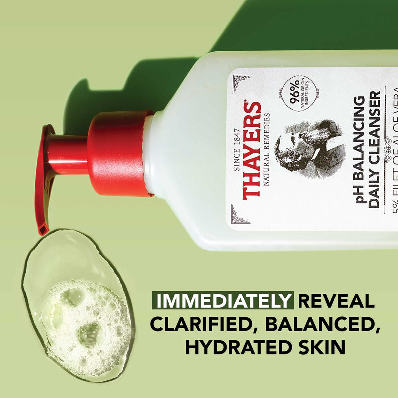 Thayers pH Balancing Daily Cleanser - Face Wash with Aloe Vera - Gentle and Hydrating Skin Care for Dry - Oily or Acne Prone Skin - 237 ml (Pack of 5)