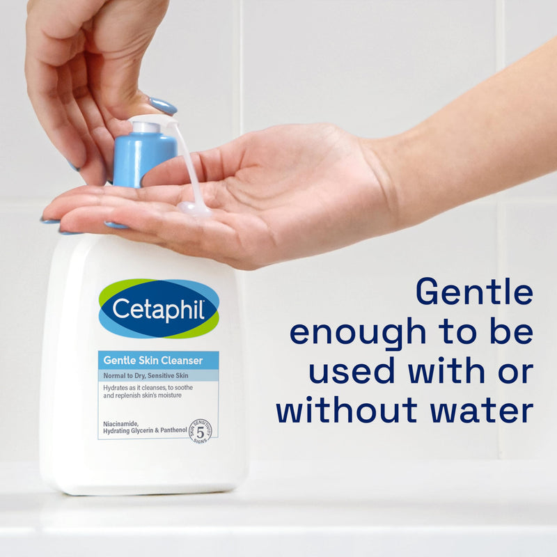Cetaphil Gentle Skin Cleanser, 1L, Face & Body Wash, For Normal To Dry Sensitive Skin, With Niacinamide & Glycerin, Soap Free, 1 unit
