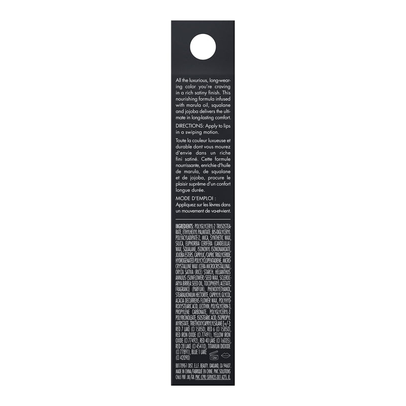 e.l.f. O Face Satin Lipstick, Richly Pigmented, Nourishing & Long-Lasting Creamy Lipstick, Infused With Jojoba, Vegan & Cruelty-Free, Smolder