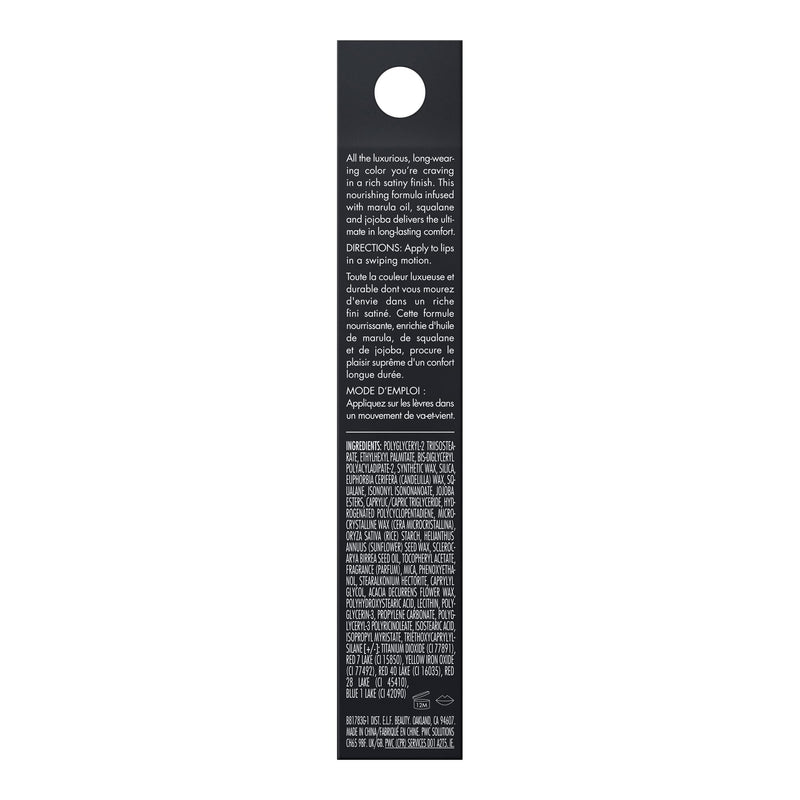 e.l.f. O Face Satin Lipstick, Richly Pigmented, Nourishing & Long-Lasting Creamy Lipstick, Infused With Jojoba, Vegan & Cruelty-Free, Smolder