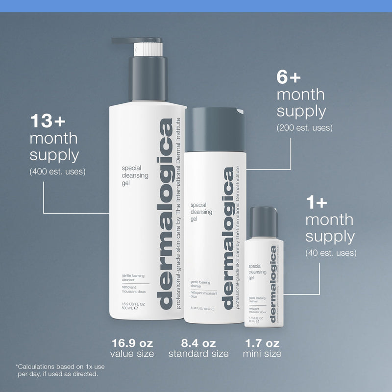 Dermalogica Special Cleansing Gel - Soap-Free, Foaming Gel for All Skin Types, Removes Impurities and Maintains Skin's Natural Moisture, with Calming Balm Mint and Lavender Extracts