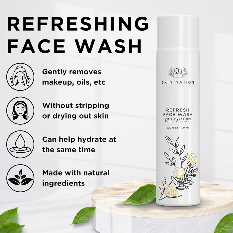 Organic Face Wash for Women and Men – Gentle, Purifying Aloe Facial Cleanser – Sulfate-Free and Paraben-Free – Hydrating Anti Aging Face Wash with Jojoba Oil, Green Tea Extract, Vitamin C and E