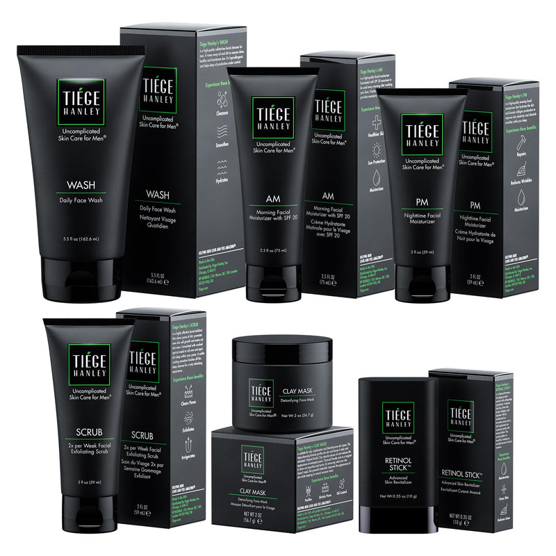 Tiege Hanley 90-Day Large Essential Skin Care Routine For Men (Level 1) - Smooth, Hydrate, And Protect Your Skin Men'S Skincare Set Includes Face Wash, Facial Scrub, & Am Pm Moisturizer's