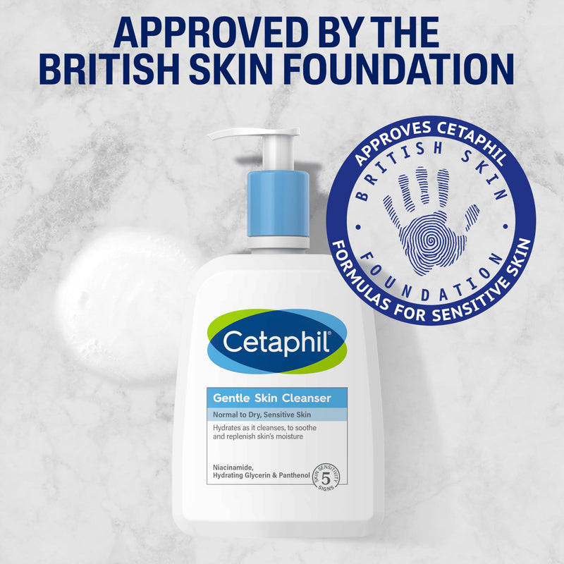 Cetaphil Gentle Skin Cleanser, 1L, Face & Body Wash, For Normal To Dry Sensitive Skin, With Niacinamide & Glycerin, Soap Free, 1 unit
